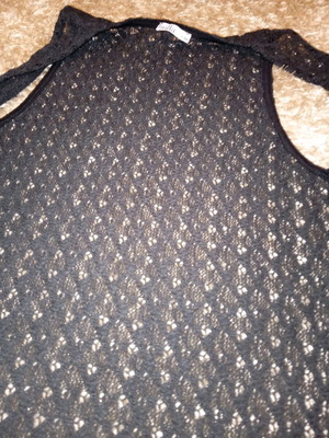 Thin knitted coat with fringes like new, size S, M, black