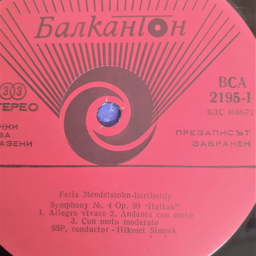 Felix Mendelssohn Symphony No4 Italian, Overture The Hebrides LP used