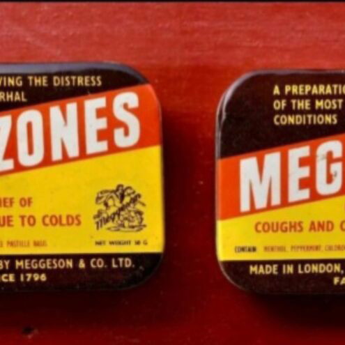 Meggezones and Strepsils vintage boxes used, set of 3