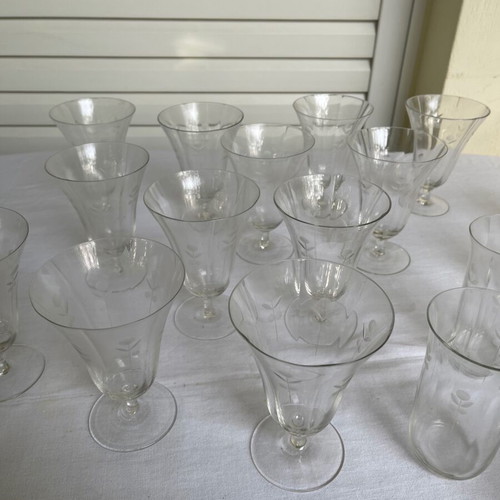 Set of 24 Crystal Art Deco Antique Glasses used