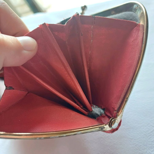 Women's vintage wallet used, red with visible wear