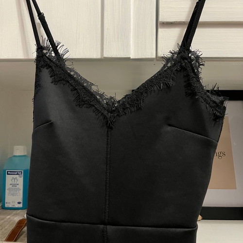 Midi black tight dress with lace used, size XS-S