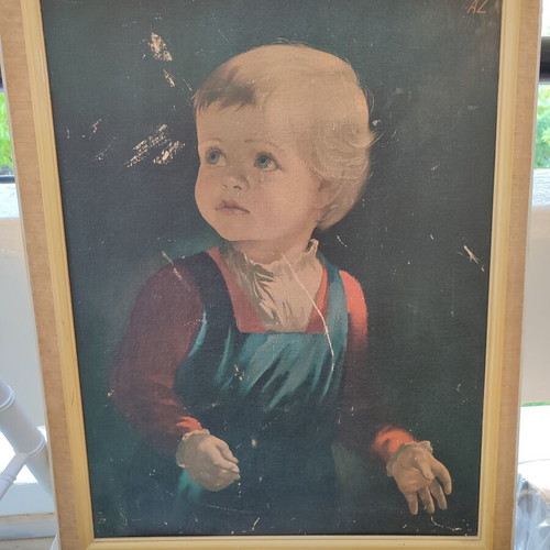 Vintage Childhood print by Anna Zinkeisen used with original frame
