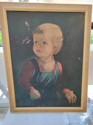 Vintage Childhood print by Anna Zinkeisen used with original frame