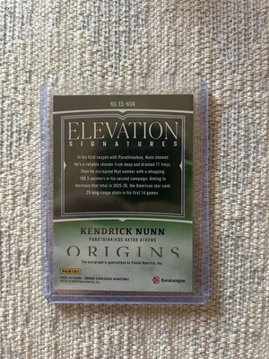 Origins EuroLeague Kendrick Nunn Elevation Auto Green /5 Panathinaikos card