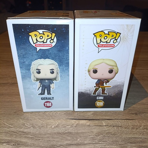 Geralt and Ciri Witcher Funko Pop figures like new