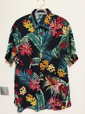 SHEIN Tropical Hawaiian Shirt L Unisex Oversized Floral Print like new