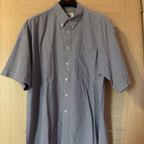 Short-sleeve men's shirt blue and white checkered XL American fashion like new
