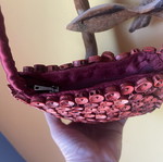 Handmade shoulder bag with natural materials, burgundy