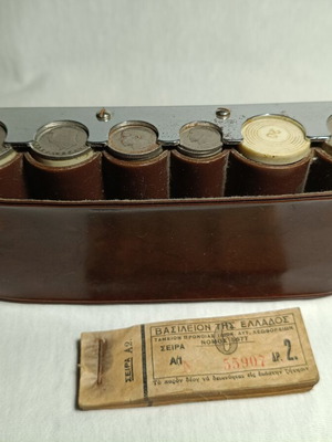 Bus Conductor Coin Case from 1960s with Coins and Ticket Bundle used