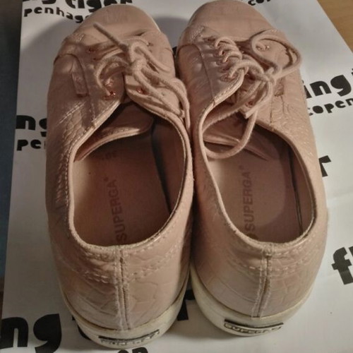 Superga women's leather shoes with double sole, like new, size 39.5, dusty pink