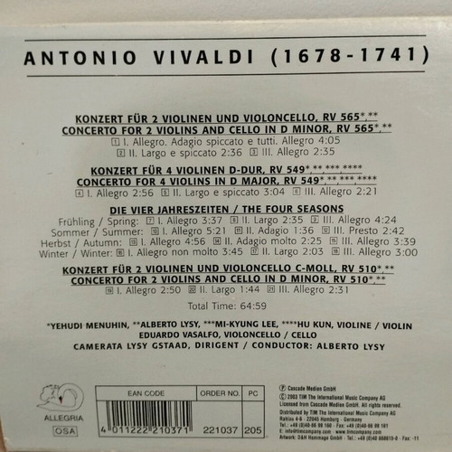 Vivaldi Die Vier Jahreszeiten CD used, classical