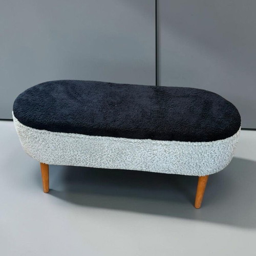Modern fabric pouf bench 88x35x45cm with wooden legs new