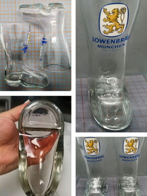 Löwenbräu boot-shaped collectible beer glasses like new