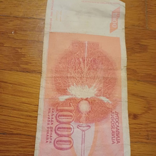 1000 Dinara Yugoslavia 1992 banknote used