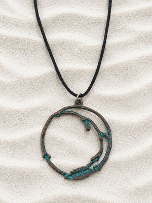 Boho necklace made of zinc with black leather, new