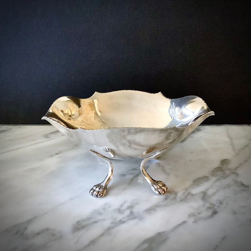 SILVER BOWL JAR with lion's feet 226gr