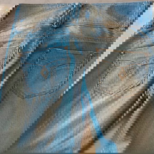 Bershka women's denim pants like new, small 36, blue turquoise