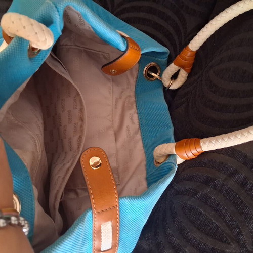 Michael Kors blue canvas shoulder bag