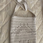 Handmade crocheted shoulder bag, ecru