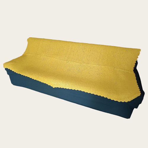 Handmade knitted yellow blanket used