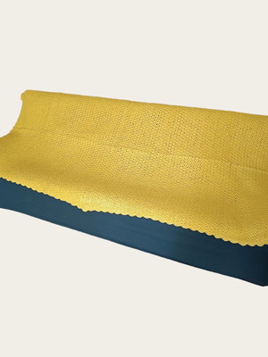 Handmade knitted yellow blanket used