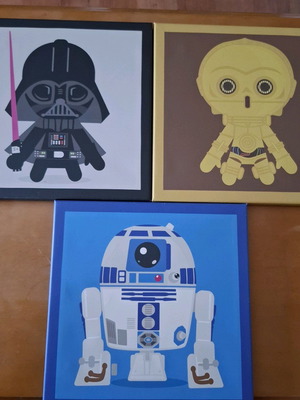 Star Wars картини комплект от 3 с Darth Vader, C-3PO и R2-D2