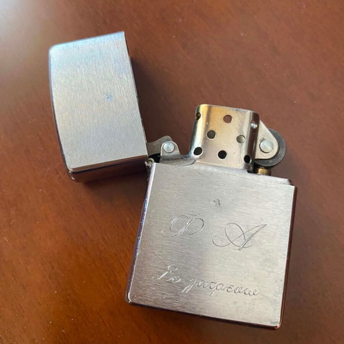 Metal Windproof Lighter Brushed Chrome with Engraving