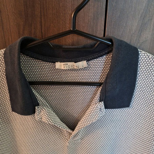 Men's Polo Shirt Large Like New White Blue