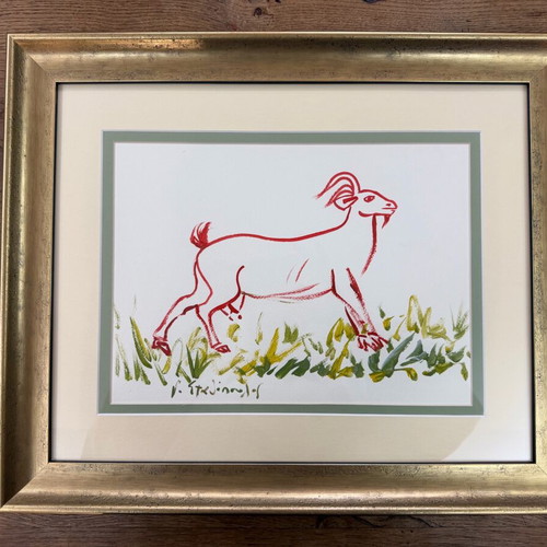 G. Stathopoulos artwork Goat in frame like new
