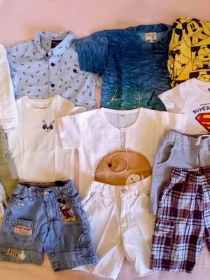 Boys' summer clothes pack of 13, size 2-3, like new, includes Ralph Lauren shorts and Mickey Mouse sweatshirt