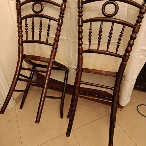 Thonet style chairs, set of 2, natural cane seats