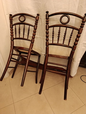 Thonet style chairs, set of 2, natural cane seats