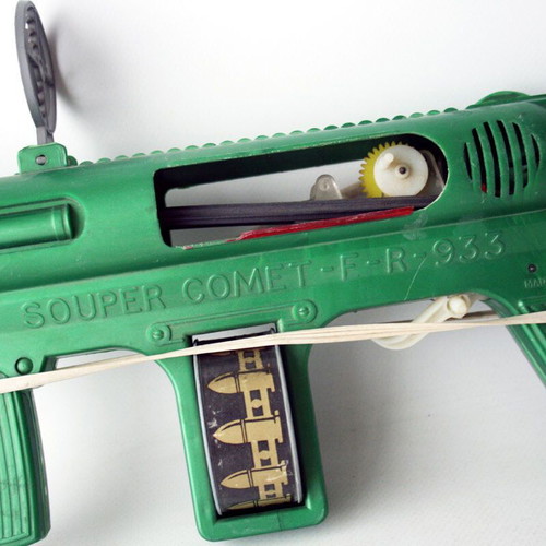 Vintage 80's Greek space gun Souper Comet F R 933 used, non-working with damages