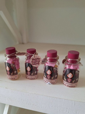 Santoro erasers set of 4 bottles 6cm filled with stars and hearts