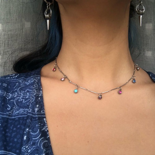 Boho Y2k Coquette Fairy Grunge stainless steel necklace colorful, new