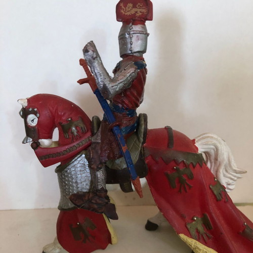 Papo figure knight with horse used, old toy