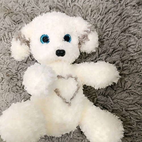 Handmade crocheted puppy new with movable limbs and gift keychain