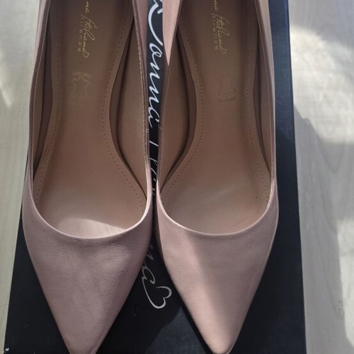 Donna Italiana high heels new, genuine leather, pink powder, 7cm