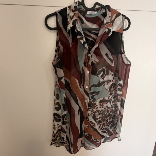 Bill Cost Sheer Sleeveless Shirt size S like new, multicolor