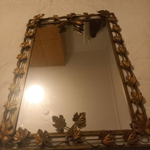 Console with mirror used, gold shade, frosted glass top