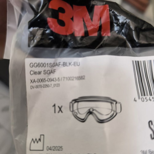 3M GG6000 Protective Goggles sealed, new