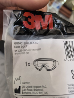 3M GG6000 Protective Goggles sealed, new