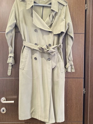 Khaki Pink Woman Trench Coat like new with belt and buttons