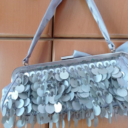 Evening women's handbag gray silver new