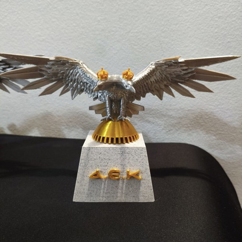 AEK 3D printed double-headed eagle figurine, silver and gold