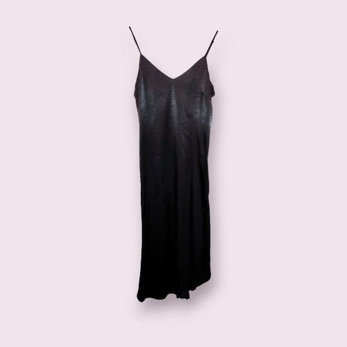 Stradivarius Black Satin Asymmetrical Dress used size M