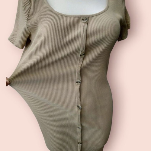Fitted cotton dress like new, size L-XL, beige