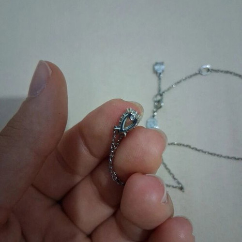 Swarovski necklace, grey silver