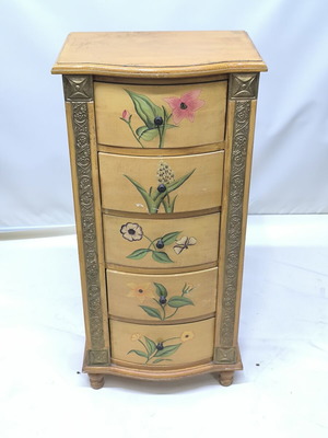 Handpainted Wooden Dresser Jewelry Box Studio Art kk like new